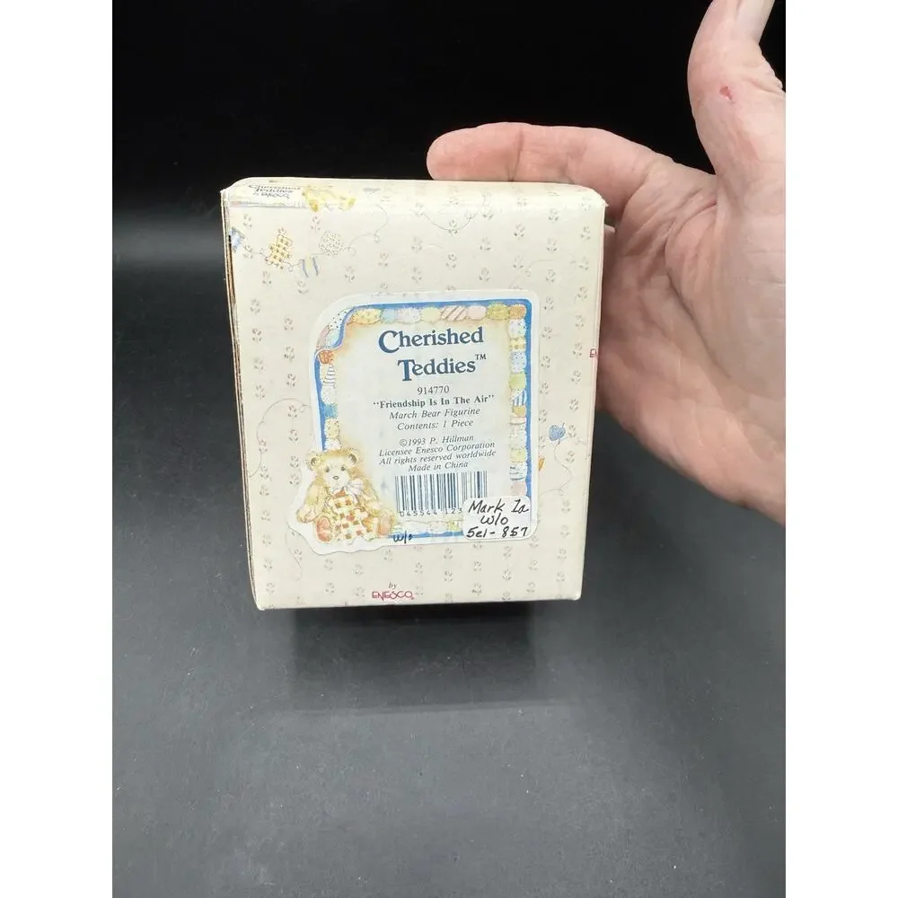 Vtg Enesco Cherished Teddies March Birthday Bear Friendship Is In The Air MIB 2